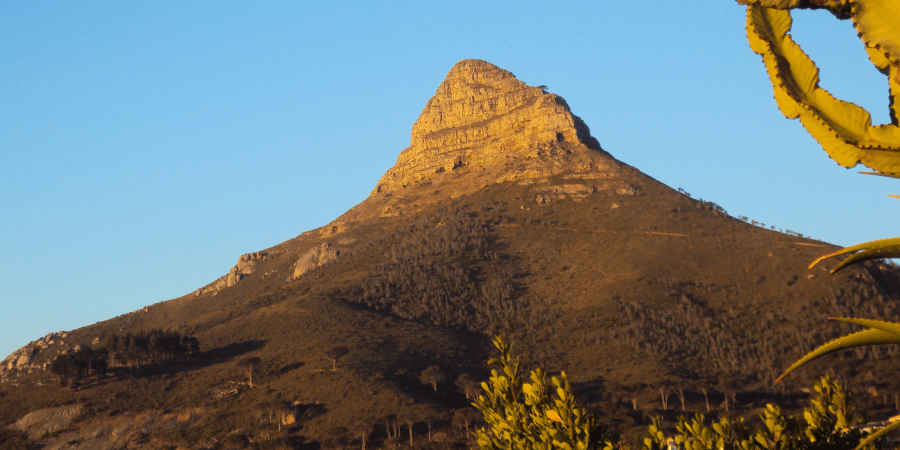 lions head mountain with blue skies in cape town