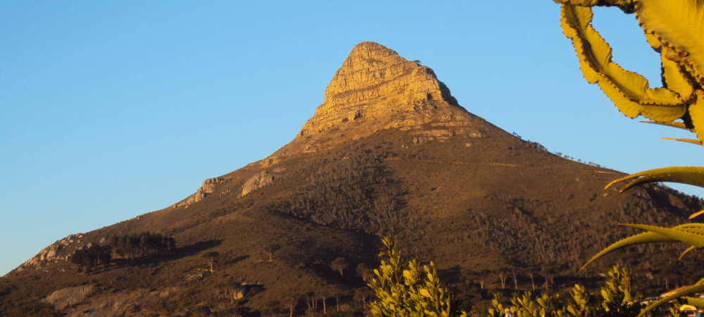lions head mountain with blue skies in cape town