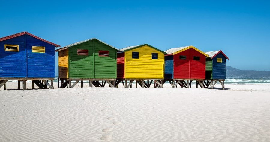 colorful huts on muizenberg beach in cape town
